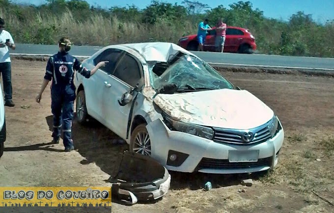 Carro capota e médico cocalense sai ileso de acidente na PI-213 em Cocal