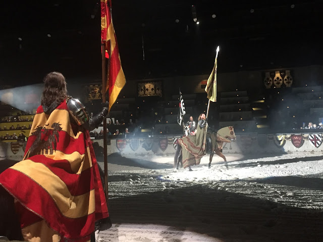 The knights preparing for an evening of games at Medieval Times.