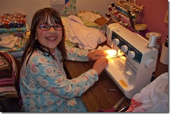 Mikayla sews 1st time