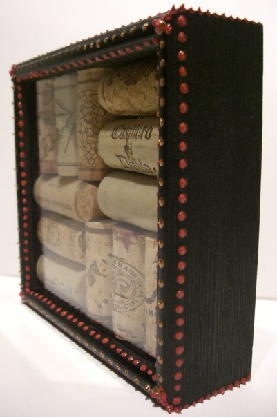 art, crafts, DIY, shadowbox, wine cork crafts