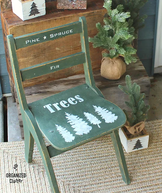 Vintage Child's Chair Upcycle With Milk Paint & Stencils #oldsignstencils #stencil #rusticChristmas #Christmastrees #Christmasdecor #upcycle