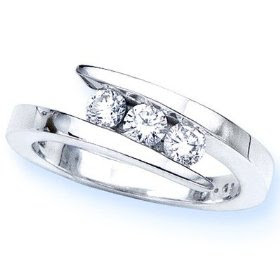 Beautiful Engagement Ring: White Gold Three Stone Channel Set Diamond Ring