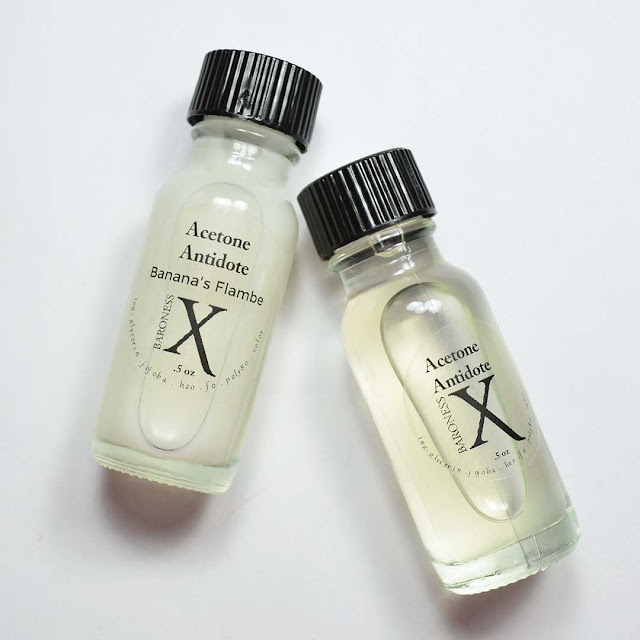 scented acetone additives in bottles arranged in a flat lay