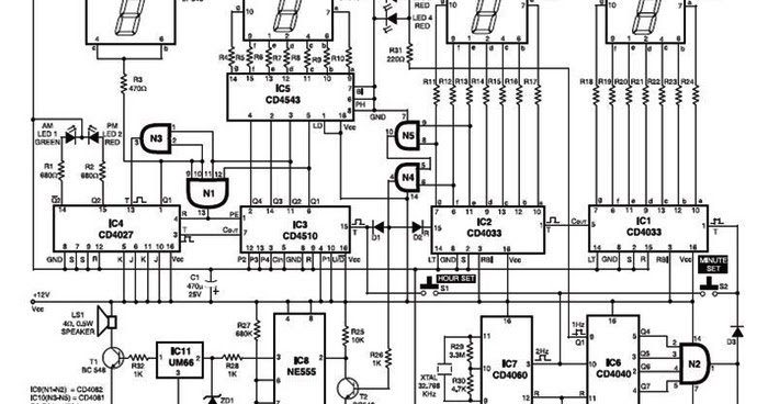 Skema Rangkaian Elektronika  Jam Digital Sederhana Gambar 