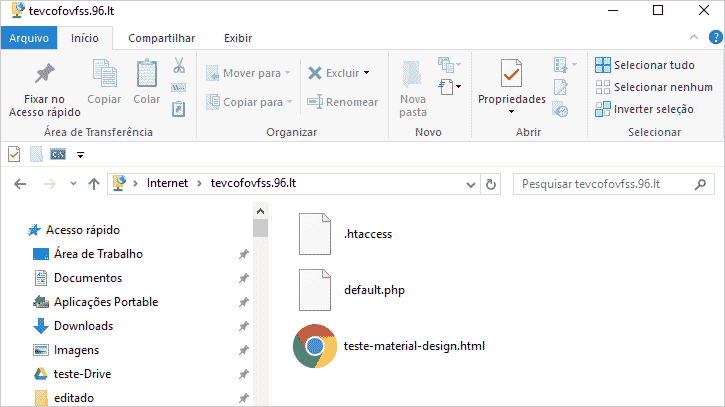 Arquivos de conta FTP no Explorador de Arquivos do Windows