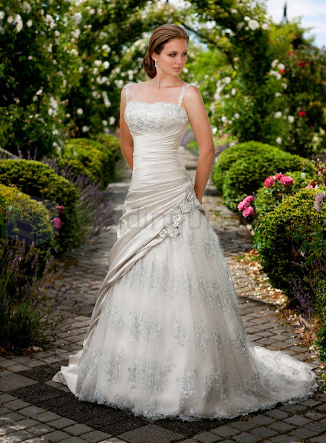 Dolce Satin and Lace A-line Square Neckline Wedding Dress