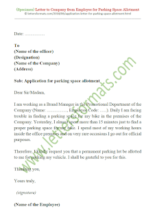 sample letter requesting for parking space