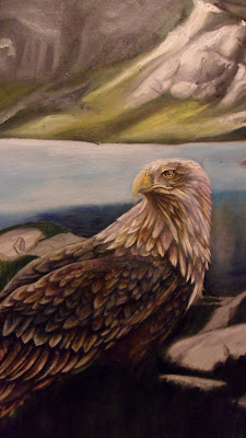 Work in Progress, Colour level 2. Source shows close up of Resting white-tailed eagle.