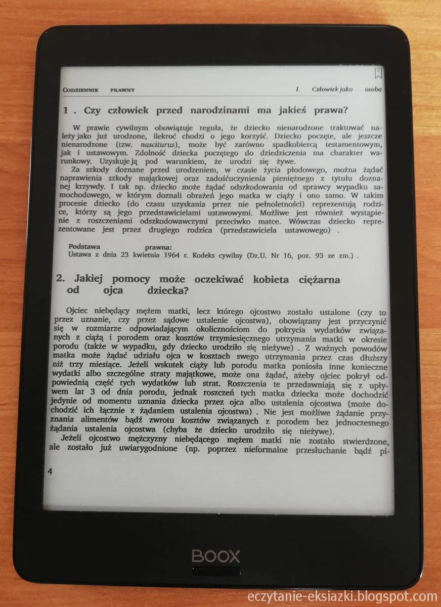 Onyx Boox Nova – plik PDF po zastosowaniu trybu reflow