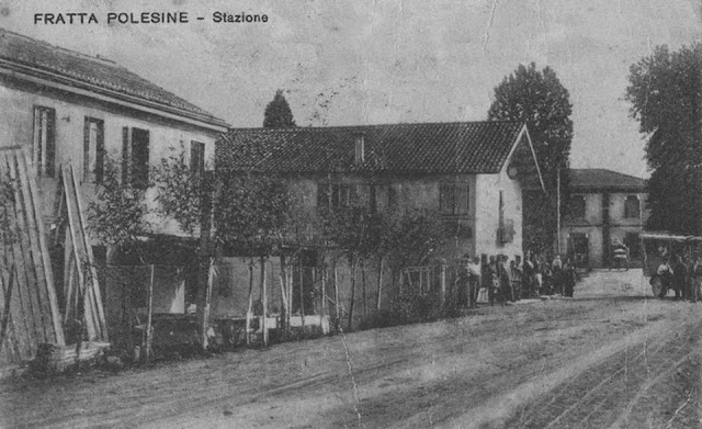 stazione di Fratta Polesine viaggiata 1925 ma antecedente, cartolina della collezione di Erio Magon
