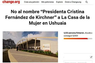 peticion change.org para rechazar nombre Cristina Fernandez edificio en Ushuaia