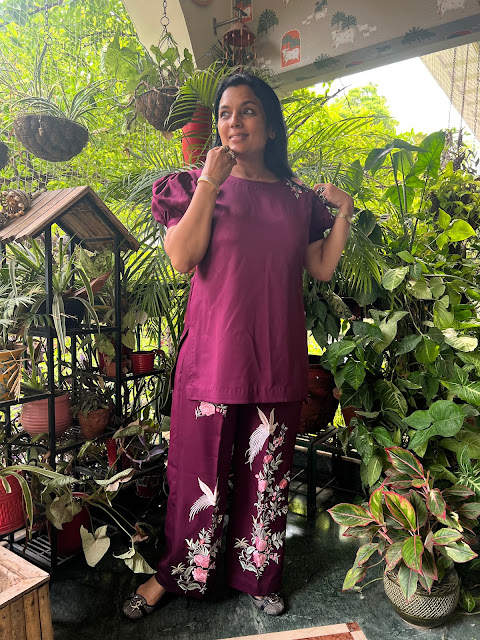 Weaving Heritage and Elegance: The Wine-Coloured Parsi Gara Embroidered Co-ord Set