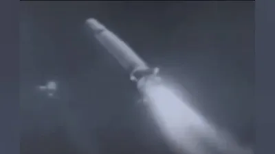 A rare vintage video showing UFO taking out a missile using advance tech.