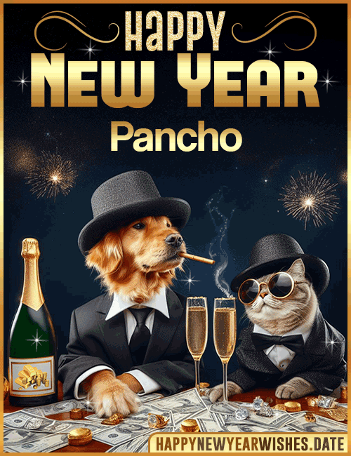 Happy New Year wishes gif Pancho