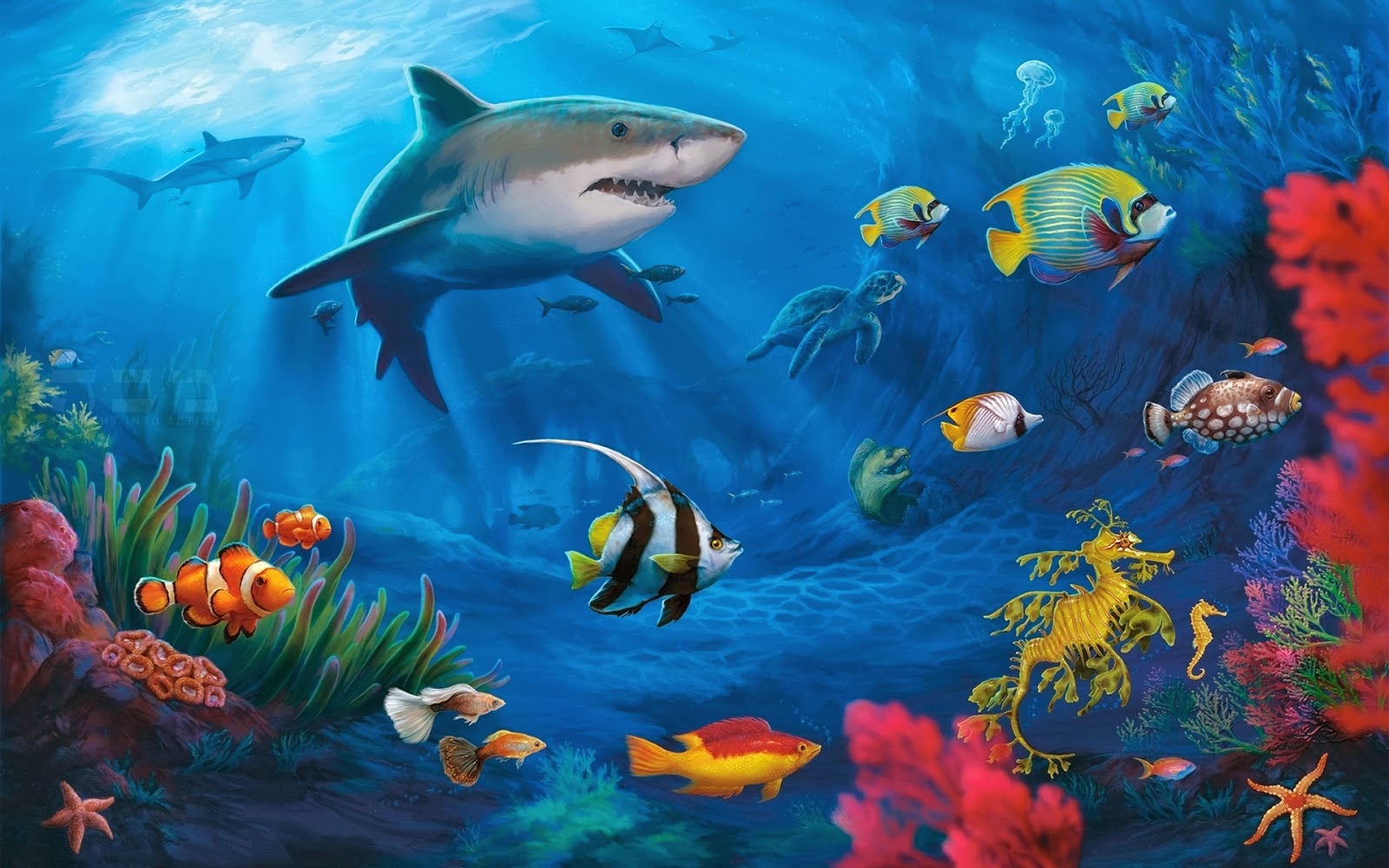 hewan lucu 2022 animasi bergerak pemandangan  bawah laut 