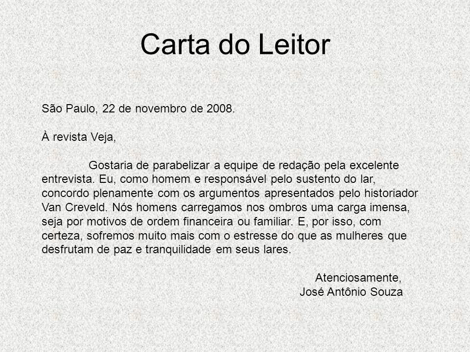 ESCOLA ANTONIO MATOS: GÊNERO TEXTUAL: CARTA DO LEITOR 