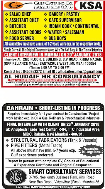 Bahrain & KSA Job interviews for OIl & Gas field