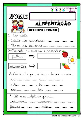 Dia da saúde e nutrição,paródia alimentação