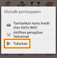 Pilih metode pembayaran tukarkan