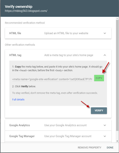 verify ownership search console
