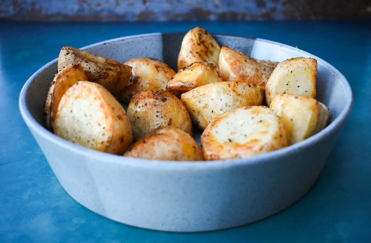 bowl of air fryer roast potatoes.