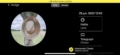 Screenshot Hipstamatic-instellingen Hekla + Telegraph