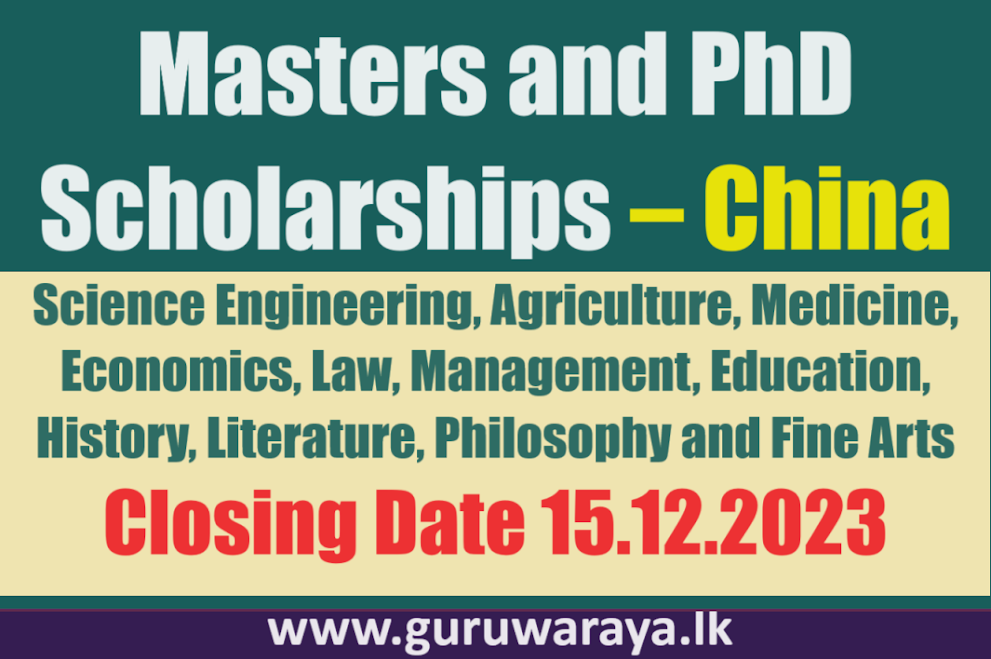 Masters and PhD Scholarships - China