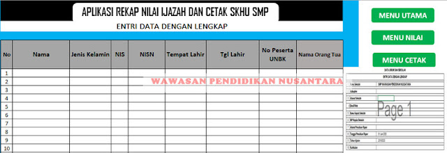 APLIKASI REKAP NILAI IJAZAH DAN CETAK SKHU SMP