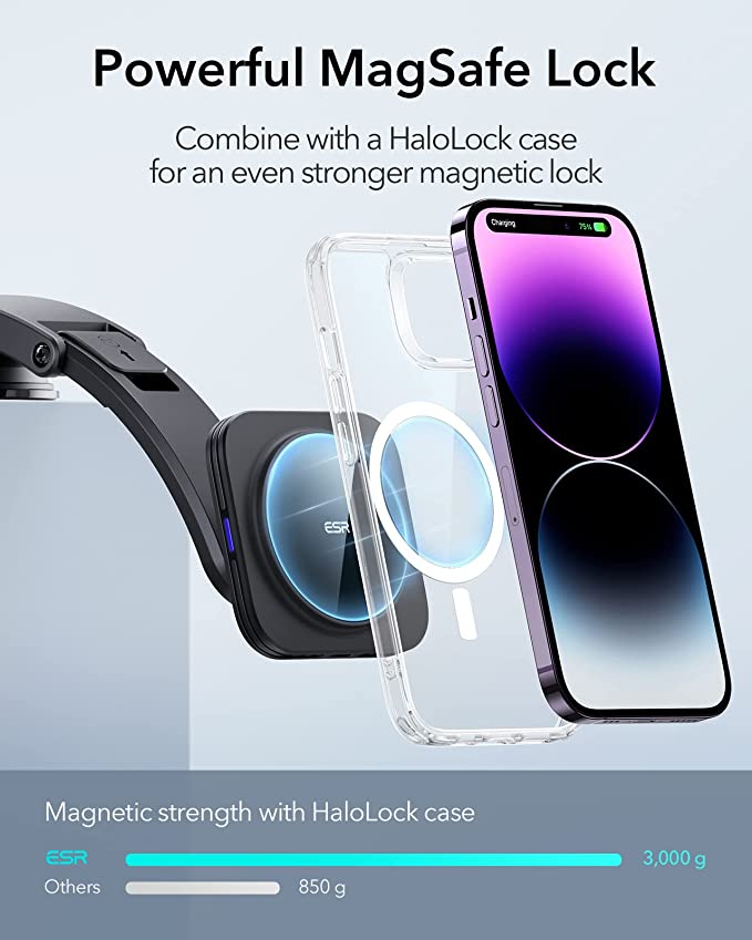 HaloLock Dashboard Magnetic Wireless Car Charger.