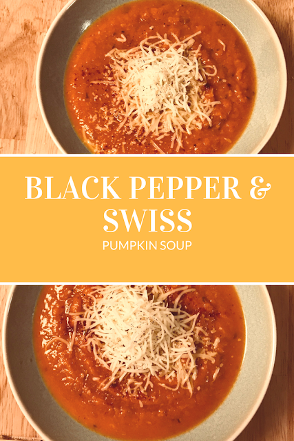 Black Pepper & Swiss Pumpkin Soup by @cupcakesandcoffeebreaks