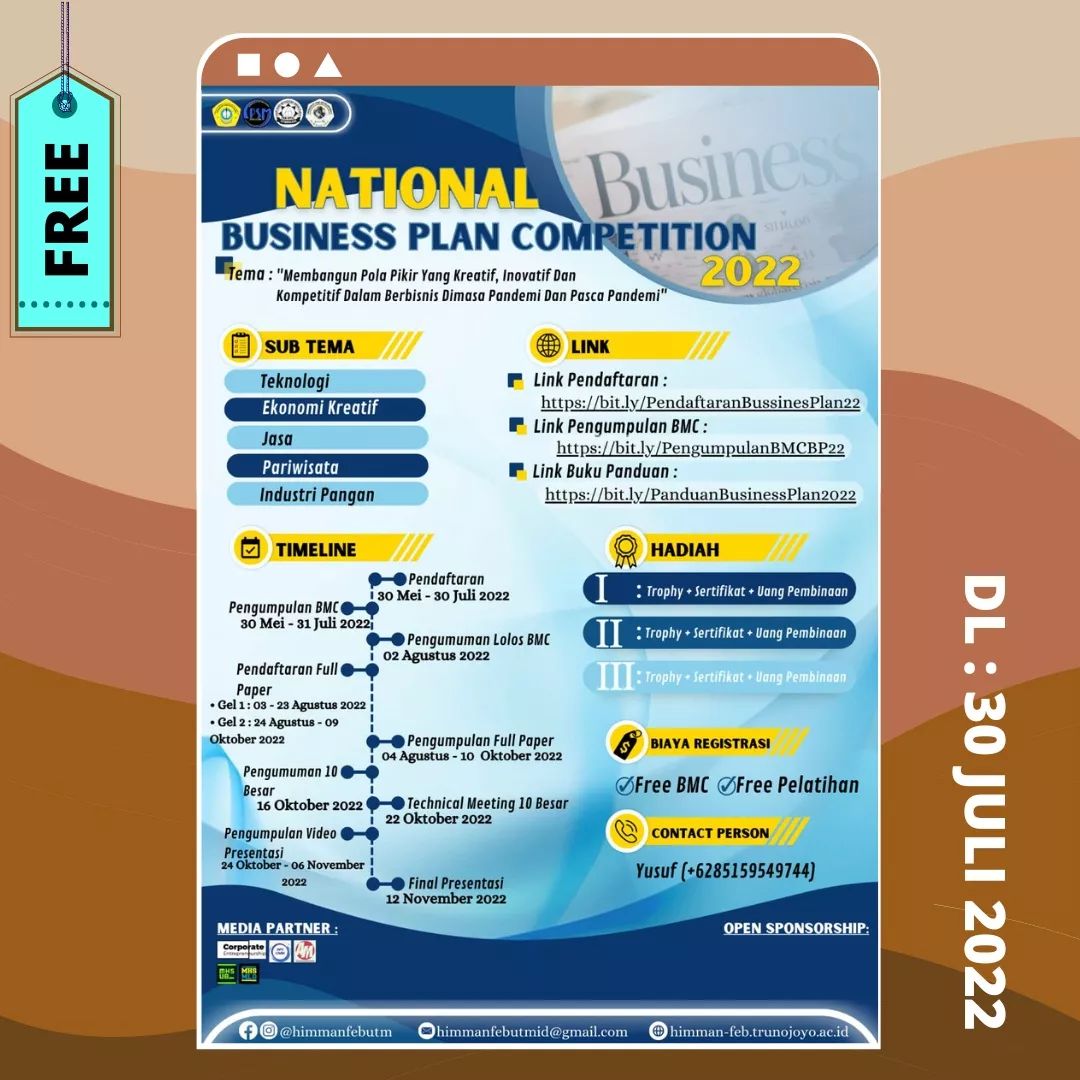Gratis National Business Plan Competition 2022 di Universitas Trunojoyo Madura