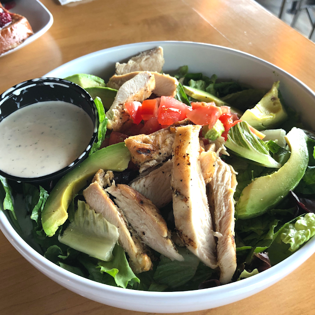 Hearty and healthy Chicken Avocado Salad at Grace Coffee and Wine in Yorkville, Illinois