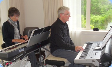 Colleen Kerr on the Korg piano and Gordon Sutherland on the Korg Pa3X played a duet to two numbers: Crazy and Cabaret. Photo courtesy of Michael Bramley.