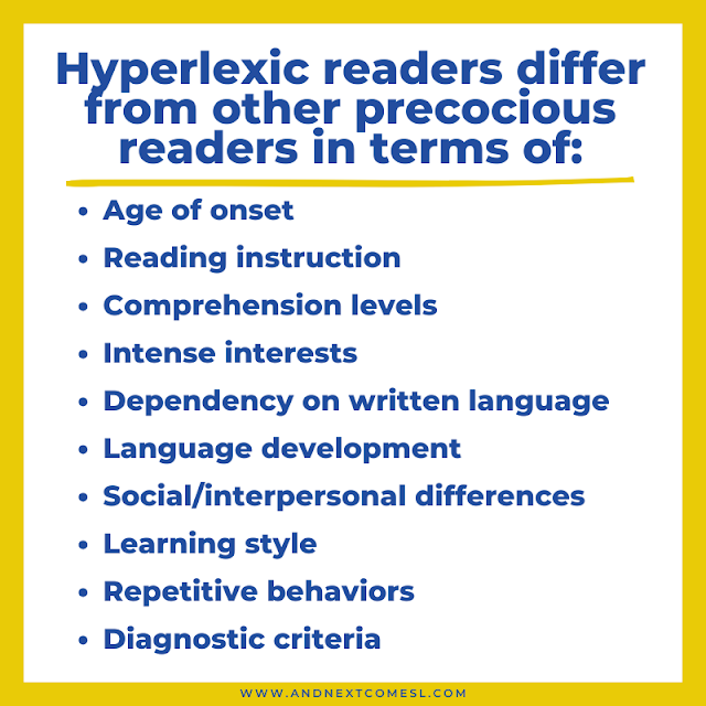 Ways in which hyperlexic readers differ from other precocious readers