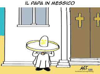 papa francesco, messico, viaggio pastorale, vignetta satira