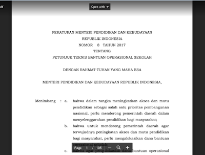 Juknis BOS 2017 Sesuai Permendikbud Nomor 8 Tahun 2017