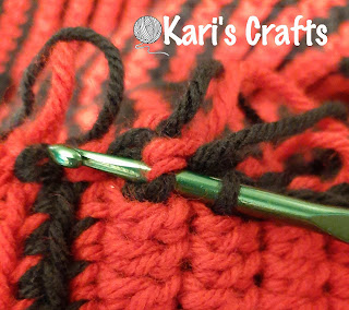 Slip stitch placement on sides of project