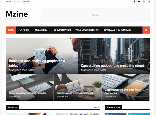 MZine Blogger Template is a premium looking and professionally designed magazine blogger t  MZine Blogger Template 