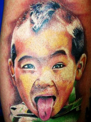  creepy about having a portrait of another person's kid tattooed on you