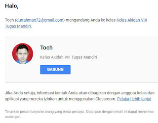 Cara Mudah Siswa Bergabung di Classroom Menjadi Anggota Kelas Online (Daring)