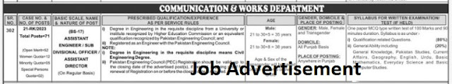 Communication & Work Department ( PPSC ) Jobs 2023 - News Jobs in Pakistan