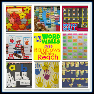 photo of: Word Walls in Elementary School: Sight Word Presentation on Bulletin Boards Round-up via RainbowsWithinReach