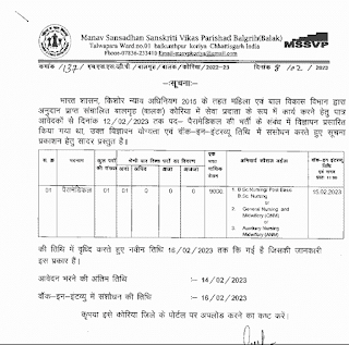 PARAMEDICAL VACANCY 2023 IN CHHATTISGARH | छत्तीसगढ़ जिला कोरिया में पैरामेडिकल नर्सिंग पदों की भर्ती हेतु वेकेंसी