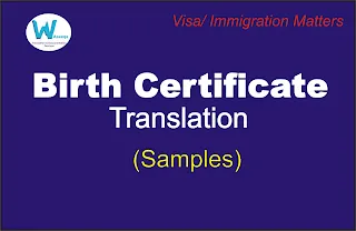 Birth Certificate Translation Sample for visa