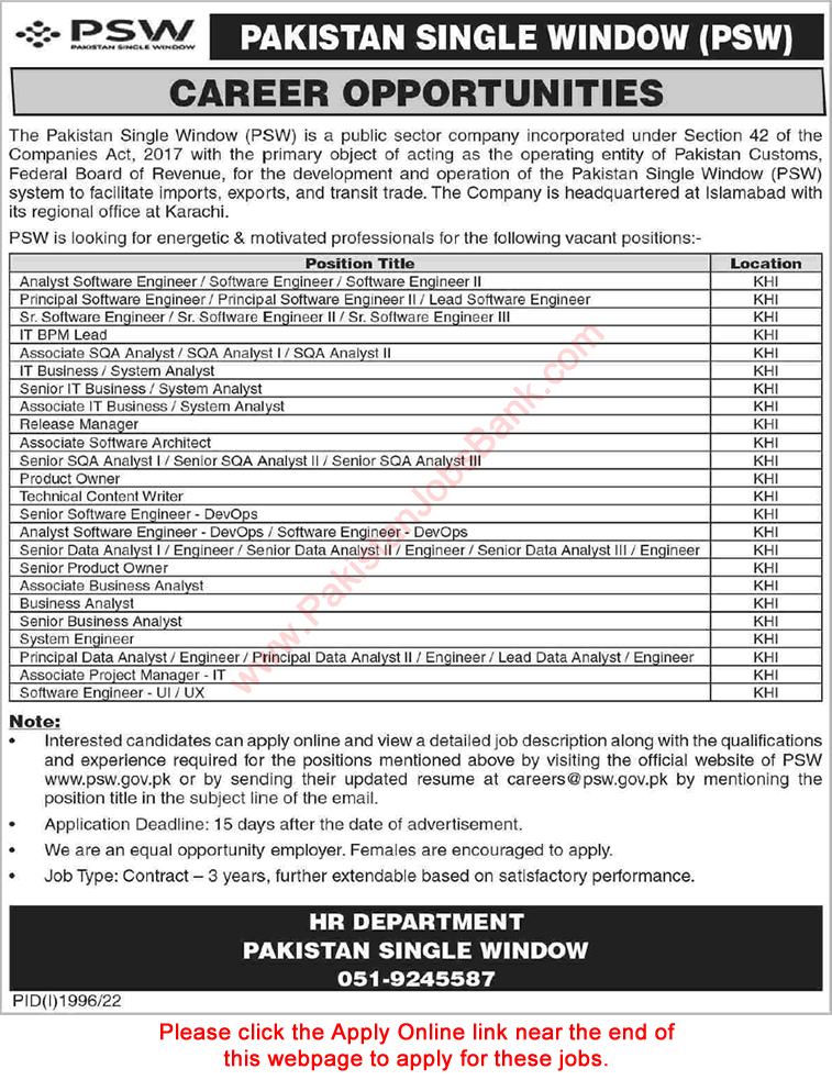 Pakistan-Single-Window-Karachi-Jobs-September-2022-October-PSW-Apply-Online-Software-Engineers-System-Analysts