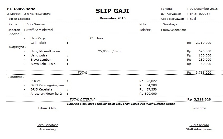 Contoh Slip Gaji Untuk Aplikasi Kartu Kredit - Job Seeker