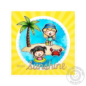 Sunny Studio Stamps: Coastal Cuties Fancy Frames Sending Sunshine Sunshine Word Die Summer Themed Cards by Anja Bytyqi and Vanessa Menhorn