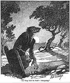 Illustrazione di Mont Sudbury per 'The Werewolf Owls' in Weird Tales, novembre 1941