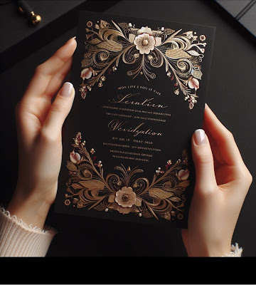 wedding invitation in woman's hands