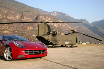 The Ferrari FF at the top of Plan de Corones at 2,350 metres